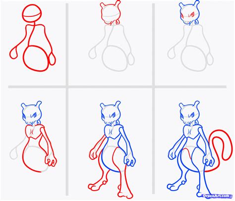 how to draw mewtwo easy, pokemon step 1 Plus