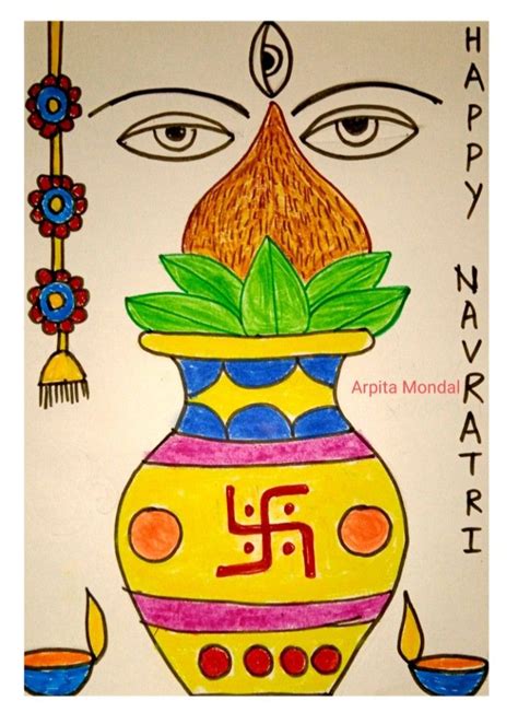 Happy navratri drawing/durga drawing for kids | Art drawings for kids ...