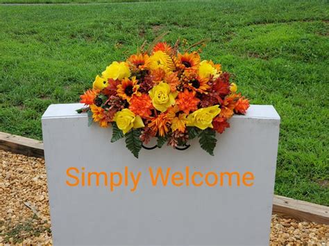 Premium Orange Fall Headstone Saddle Fall Cemetery Flowers - Etsy | Cemetery flowers, Headstones ...