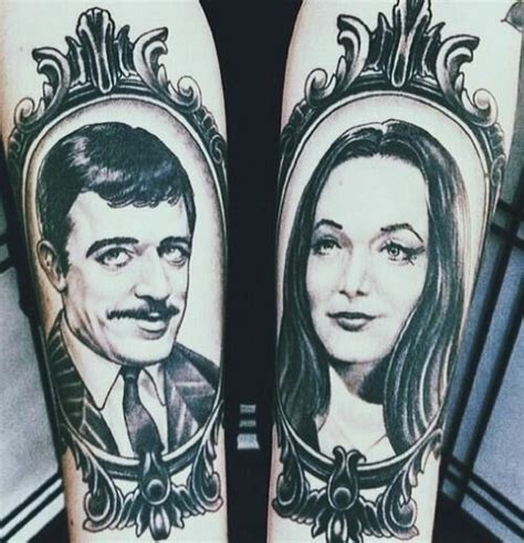 Morticia and Gomez tattoos! | Parent tattoos, Family tattoos, Cameo tattoo