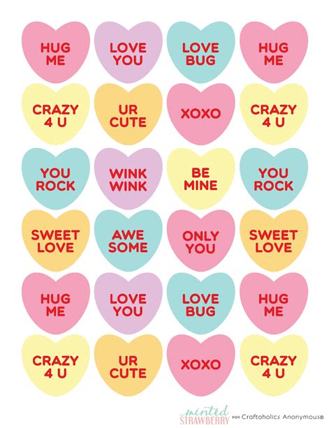 Printable Candy Hearts