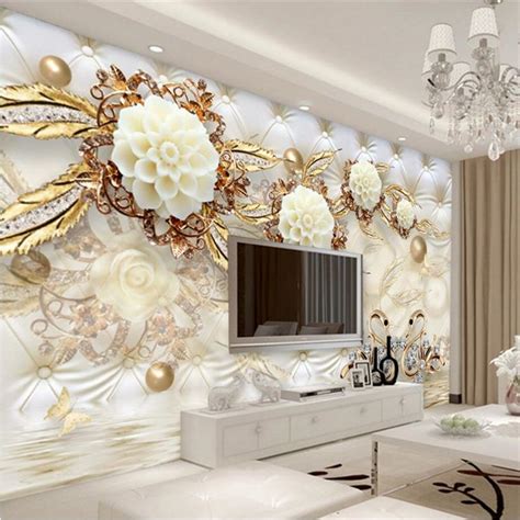 Custom Photo Wallpaper 3D Fresco Wall paper Sticker 3D Luxury Gold ...