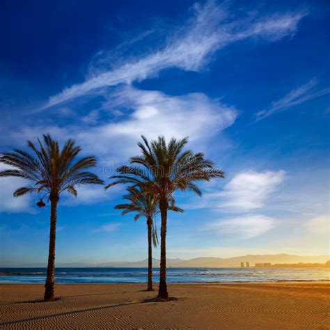 Cullera Playa Los Olivos Beach Sunset in Valencia Stock Photo - Image of shore, safor: 67682954