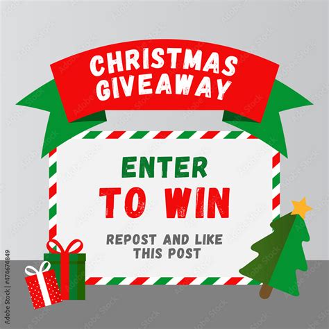 Christmas Giveaway banner, social media post vector image Stock Vector | Adobe Stock