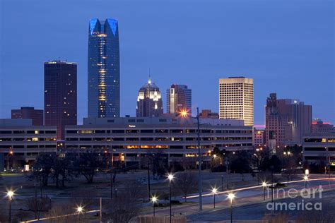 Downtown OKC Skyline at sunset Photograph by Bill Cobb - Pixels