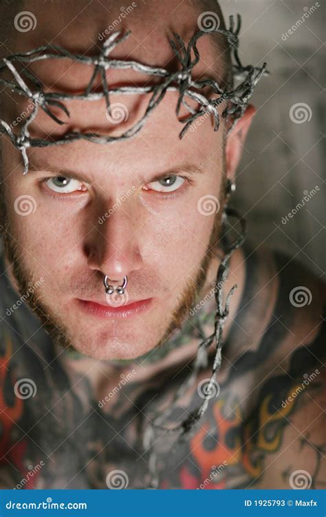 Angry man with tattoo stock image. Image of style, skin - 1925793