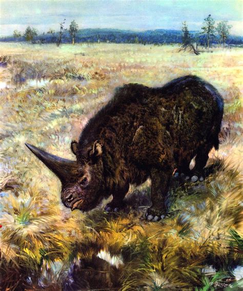 Elasmotherium Sibiricum Illustration by Zdenek Burian, 1964 "The Age of Monsters," 1966 ...