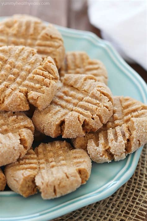 Healthier Easy Peanut Butter Cookies - Yummy Healthy Easy