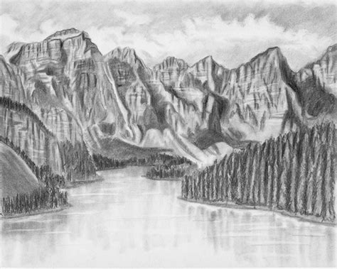 How to Draw Mountains Near a Beautiful Lake - Let's Draw Today