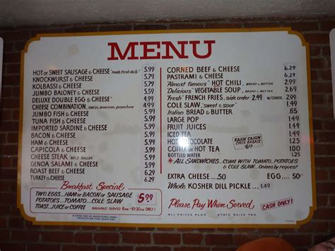 Menu at Primanti Bros pub & bar, Pittsburgh, 46 18th St