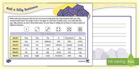 Roll a Silly Sentence - Primary Education: Engaging Resource ...