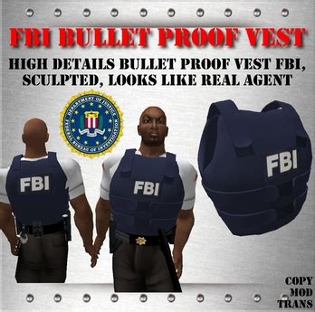 Second Life Marketplace - FBI bullet proof kevlar vest - FBI kevlar jacket police - FBI uniform ...