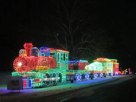 Christmas train in holiday lights. | Holiday lights, East peoria, Peoria illinois