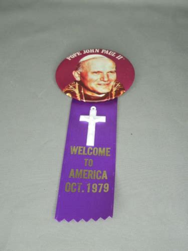 Pope John Paul II Visit America 1979 Pin Button 3” w/ ribbon United ...