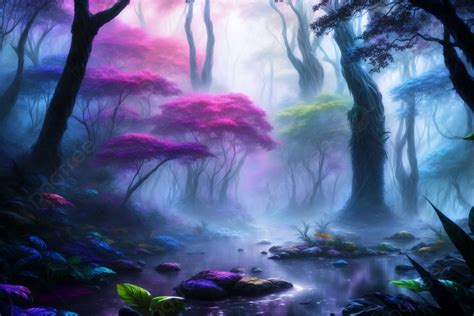 A Dream Forest Landscape Painting Generative Ai Illustrations ...
