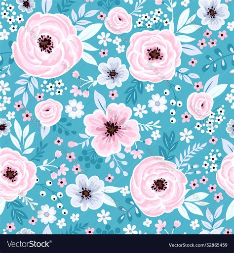 Seamless cute spring floral wallpaper Royalty Free Vector