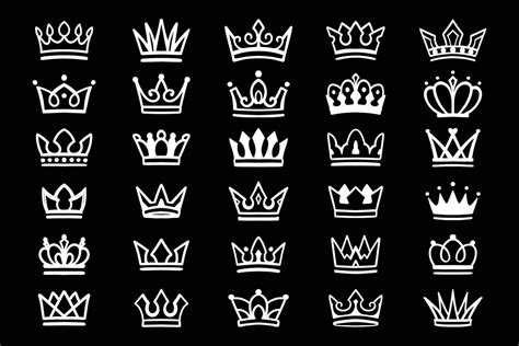 Hand Drawn Vector Crown Collection Set 22183145 Vector Art at Vecteezy