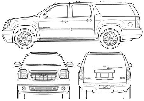 2009 GMC Yukon SLT SUV blueprints free - Outlines