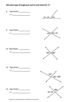 Pairs of Angles Worksheets - Worksheet Template Tips And Reviews