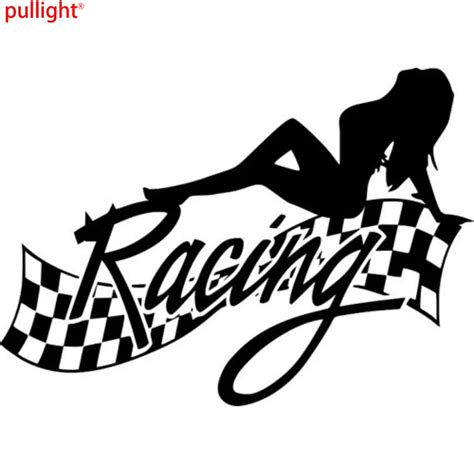 14CM*10CM Sexy Lady Racing Finish Vinyl Decal Sticker Car Styling Funny ...