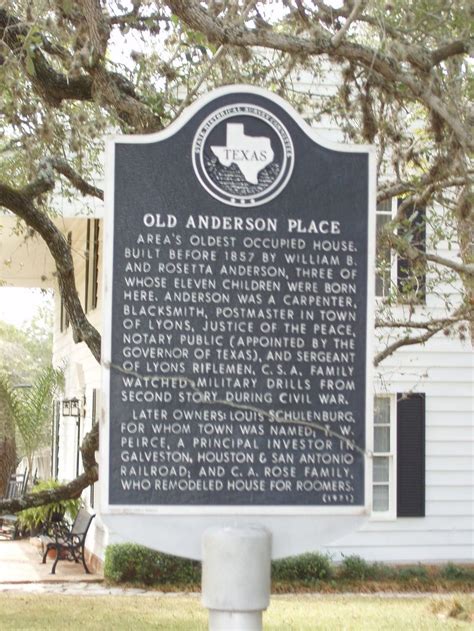 Old Anderson Place - TEXAS HISTORICAL MARKERS