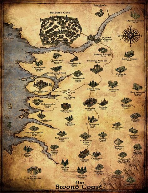 Map Of The Sword Coast Sword Coast Map | World map, Dnd world map, Map