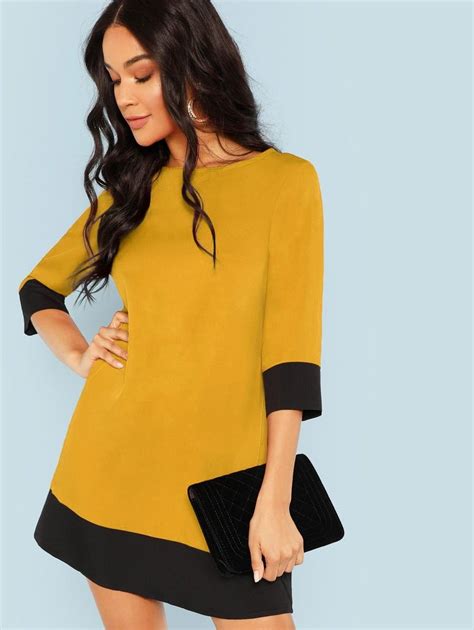 Contrast Trim Tunic Dress | SHEIN USA | Business dresses, Ginger dress ...