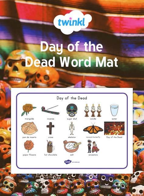 This Day of the Dead words and picture mat is perfect for supporting ...