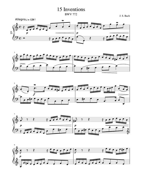 Bach Invention 1 Sheet music for Piano | Download free in PDF or MIDI | Musescore.com