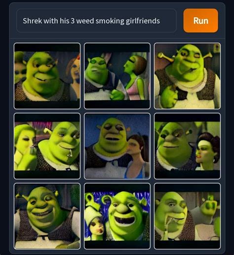 Shrek with his 3 weed smoking girlfriends Run Run - iFunny