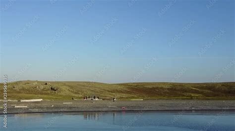 Coastline of Arctic Ocean in summer on desert Novaya Zemlya and lonely ...