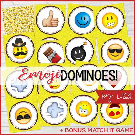 EMOJI DOMINOES Printable Game, Emoji Game, Emoji Party Printables ...