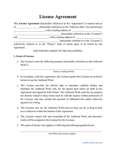 License Agreement Template - Fill Out, Sign Online and Download PDF | Templateroller