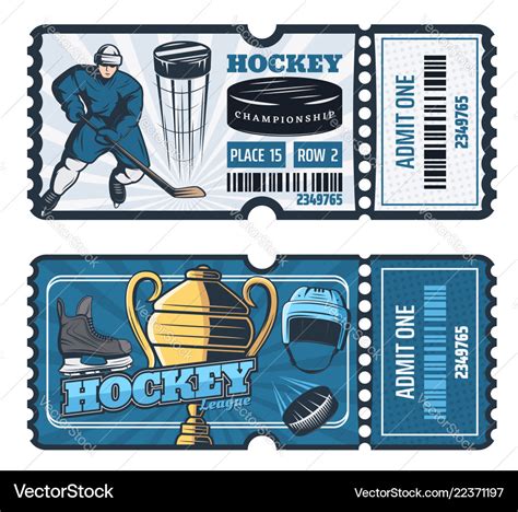 Ice hockey cup game tickets Royalty Free Vector Image