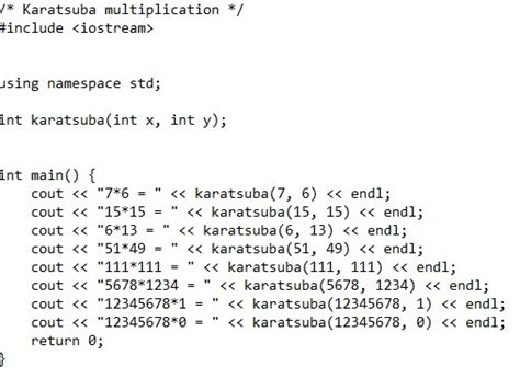 /* Karatsuba multiplication */ #include using namespace std; int ...