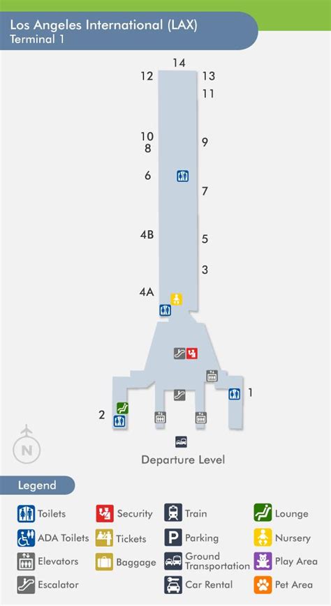 Lax terminal 1 map - Map of lax terminal 1 (California - USA)