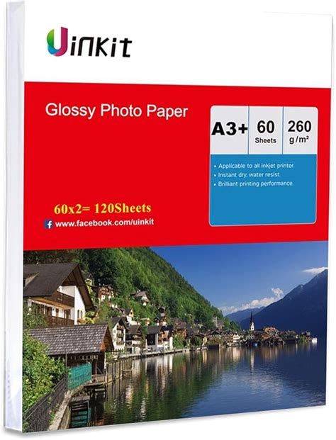 A3 Plus Photo Paper High Glossy -120 Sheets Pack 260Gsm Inkjet Paper 13x19 Inches Uinkit Heavy ...