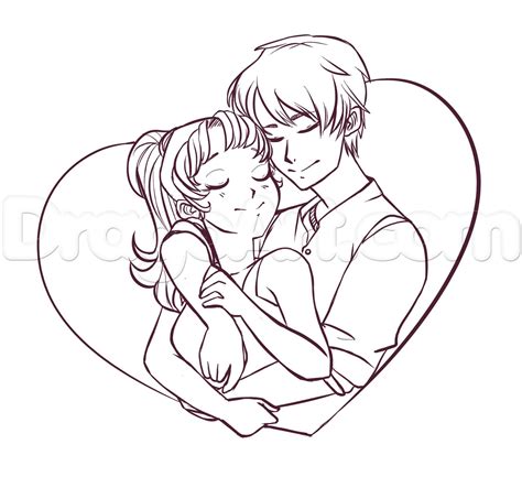 Anime Couples Hugging To Draw