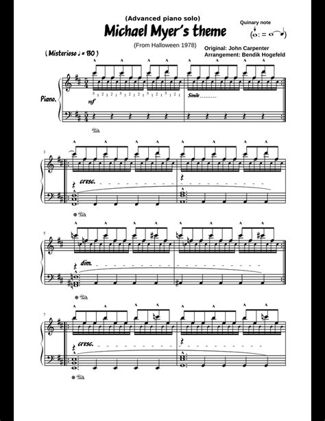 Michael Myer's theme (Advanced Piano solo) sheet music for Piano download free in PDF or MIDI