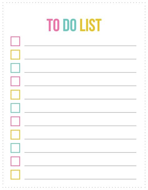 Printable To Do List Template