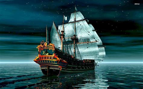 Pirate Ship Backgrounds | Pirate ship, Ocean at night, Sea pictures