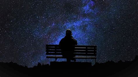 HD wallpaper: Men, Alone, Bench, Lonely, Man, Night, Sky, Starry Sky, Stars | Wallpaper Flare