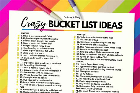 100+ Crazy Bucket List Ideas - Ordinary and Happy