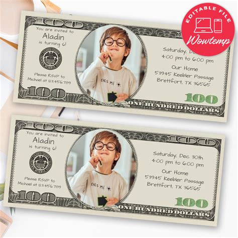 Printable Money Birthday Invitation Instant Download | Wowtemp