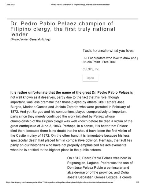 Pedro Pelaez champion of Filipino clergy the first truly national ...