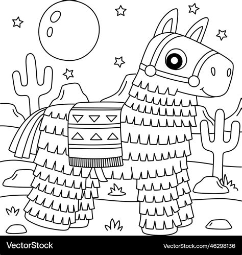 Cinco de mayo pinata coloring page for kids Vector Image