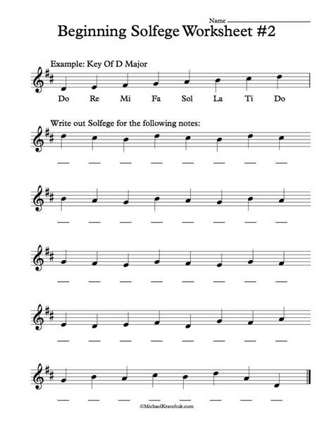 Free Solfege Worksheets for Classroom Instruction – Michael Kravchuk