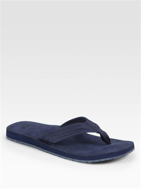 UGG Suede Flip Flops in Blue for Men - Lyst