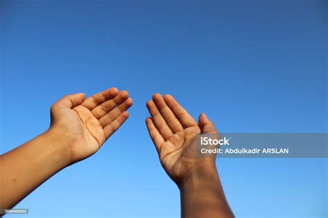 Muslim Boy Hand Praying To Allah Against The Sky Faith And Prayer Islam ...