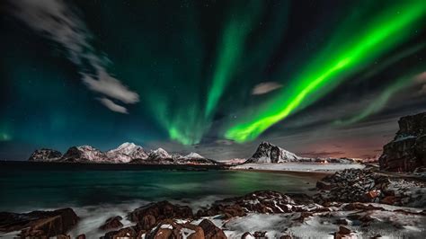 Download wallpaper 2560x1440 arctic, mountains, nature, aurora borealis, dual wide 16:9 ...